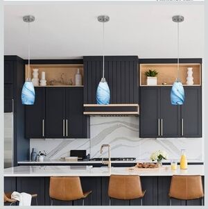Viinew Hand Blown Blue Marble Glass Pendant Lights